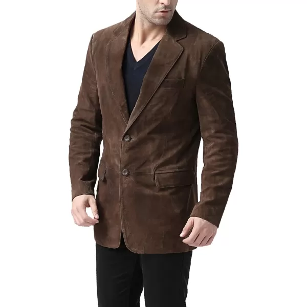 BGSD Men Cliff 2Button Leather Blazer Suede Sport Coat Jacket Regular Big amp Tall and ShortBrown