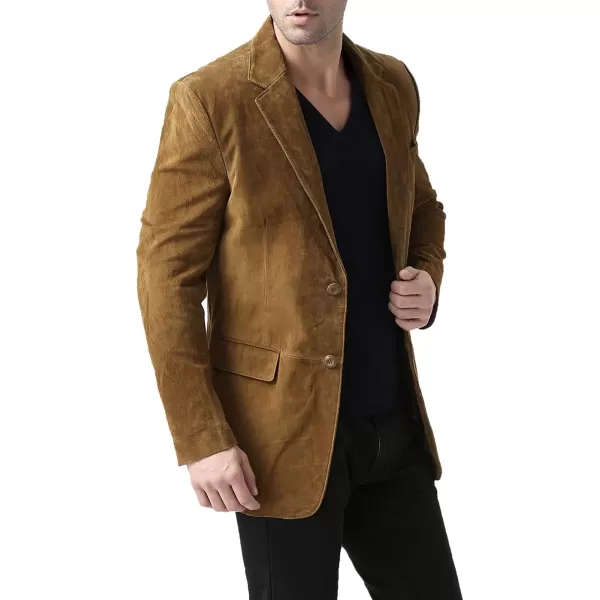 BGSD Men Cliff 2Button Leather Blazer Suede Sport Coat Jacket Regular Big amp Tall and ShortTobacco