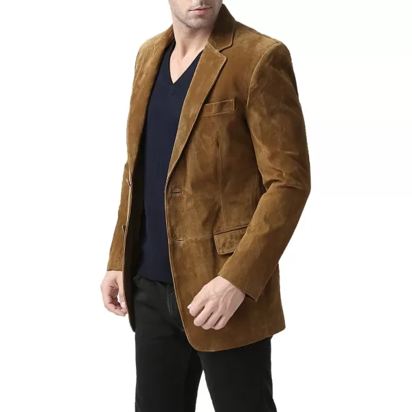 BGSD Men Cliff 2Button Leather Blazer Suede Sport Coat Jacket Regular Big amp Tall and ShortTobacco