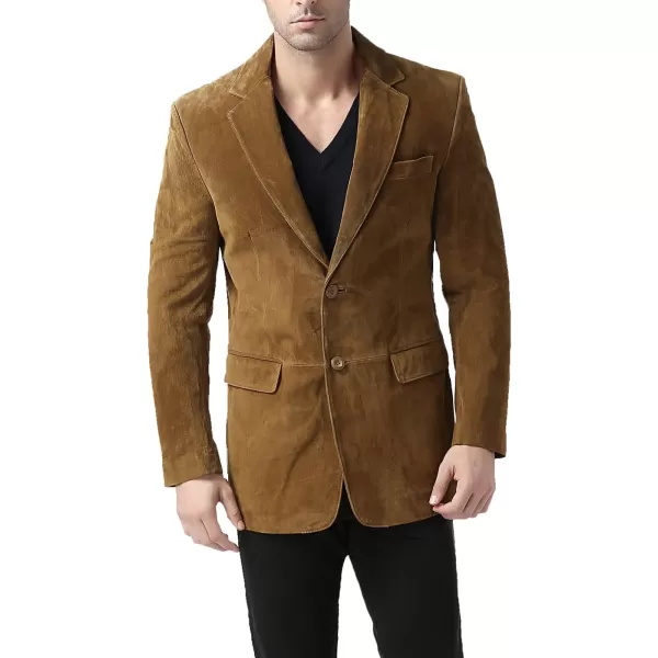 BGSD Men Cliff 2Button Leather Blazer Suede Sport Coat Jacket Regular Big amp Tall and ShortTobacco