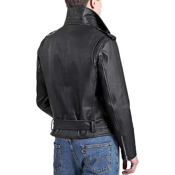 BGSD Men Cowhide Leather Urban Rider Jacket Regular and Big amp TallBlack