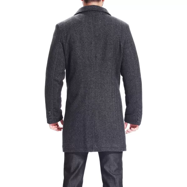 BGSD Men Derek Herringbone Wool Blend Bibbed Walking CoatBlack
