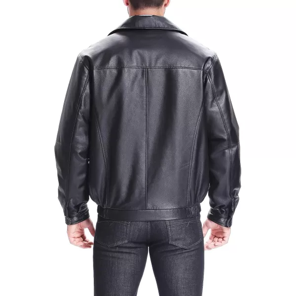 BGSD Men Derrick Lambskin Leather Bomber Jacket Regular and Big amp TallBlack