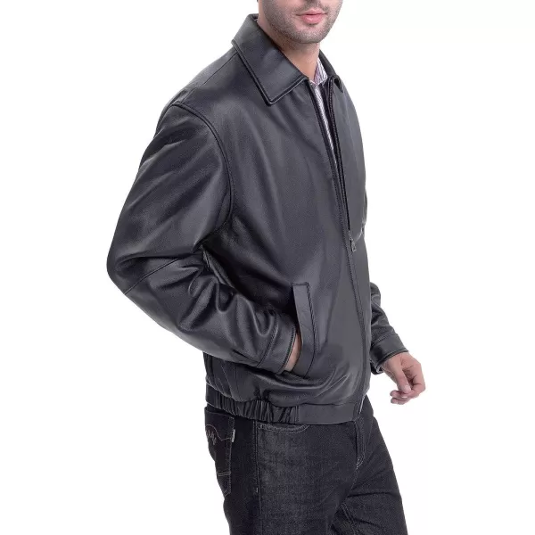 BGSD Men Derrick Lambskin Leather Bomber Jacket Regular and Big amp TallBlack