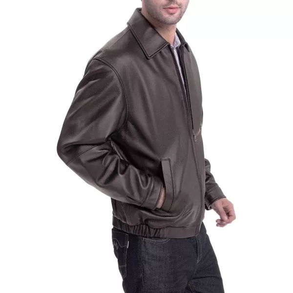 BGSD Men Derrick Lambskin Leather Bomber Jacket Regular and Big amp TallBrown