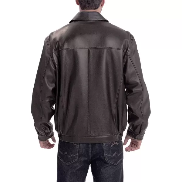 BGSD Men Derrick Lambskin Leather Bomber Jacket Regular and Big amp TallBrown