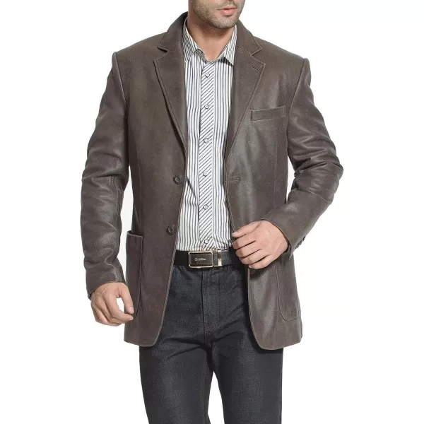 BGSD Men Eric 2Button Distressed Leather Blazer Cowhide Sport Coat JacketDistressed Brown