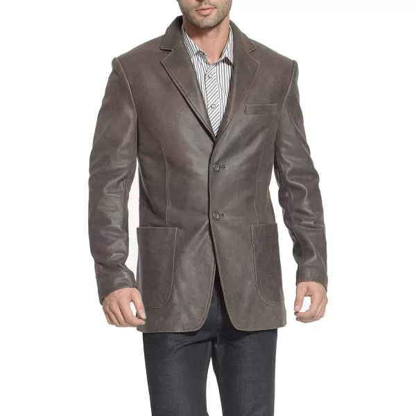 BGSD Men Eric 2Button Distressed Leather Blazer Cowhide Sport Coat JacketDistressed Brown