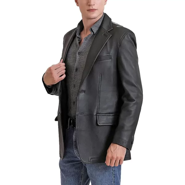 BGSD Men Grant 2Button Leather Blazer Lambskin Sport Coat Jacket Regular Big amp Tall and ShortBlack