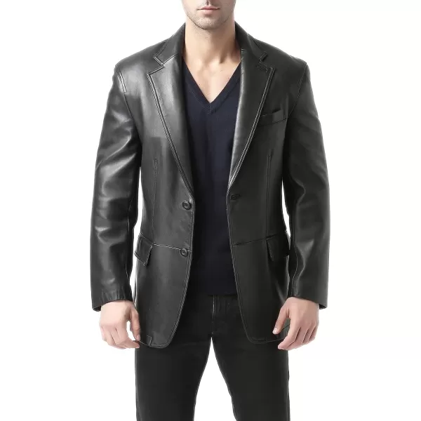 BGSD Men Grant 2Button Leather Blazer Lambskin Sport Coat Jacket Regular Big amp Tall and ShortBlack