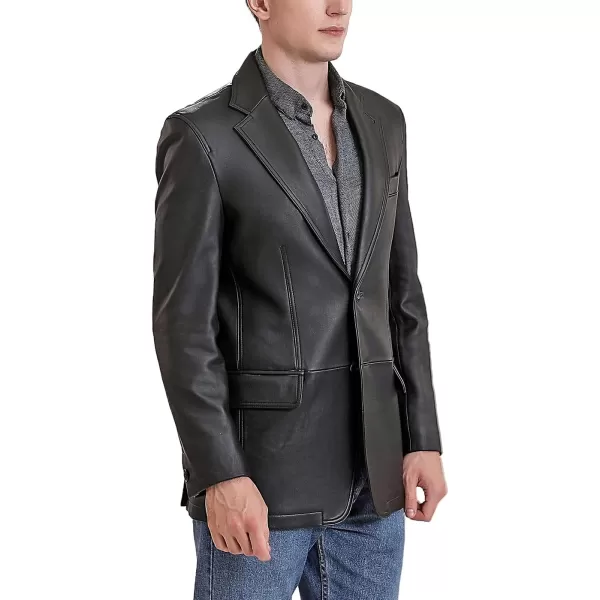 BGSD Men Grant 2Button Leather Blazer Lambskin Sport Coat Jacket Regular Big amp Tall and ShortBlack