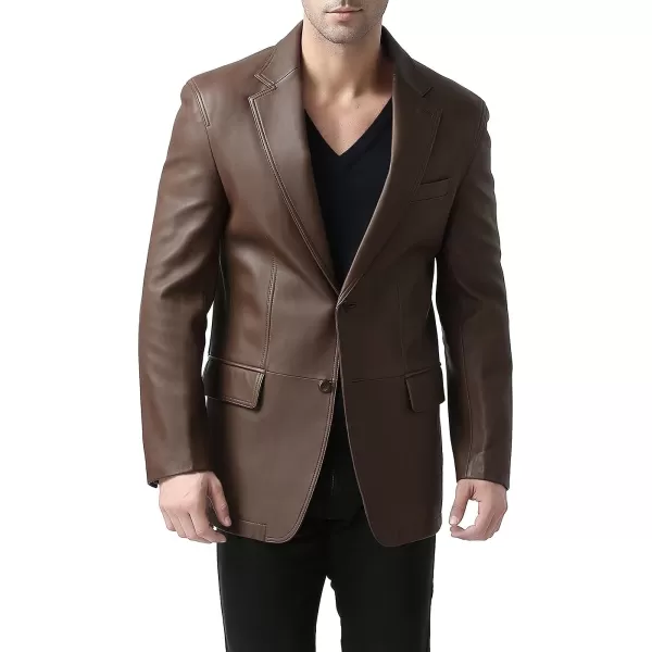 BGSD Men Grant 2Button Leather Blazer Lambskin Sport Coat Jacket Regular Big amp Tall and ShortEspresso