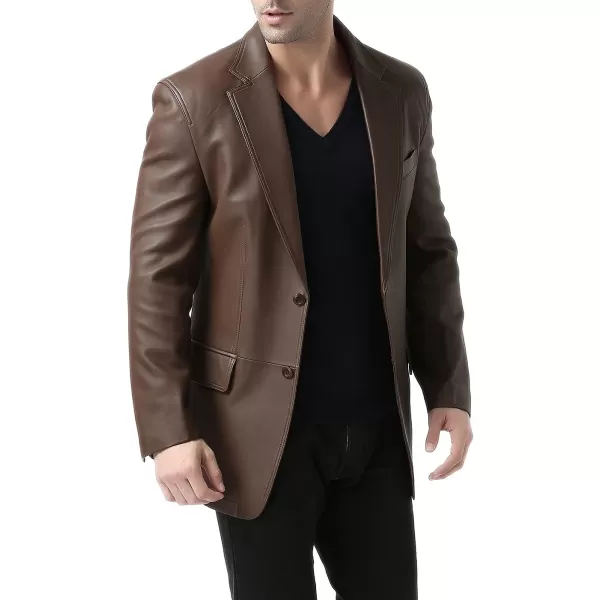 BGSD Men Grant 2Button Leather Blazer Lambskin Sport Coat Jacket Regular Big amp Tall and ShortEspresso