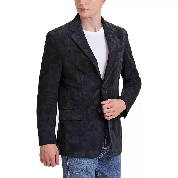 BGSD Men Grant 2Button Leather Blazer Lambskin Sport Coat Jacket Regular Big amp Tall and ShortSuede Black