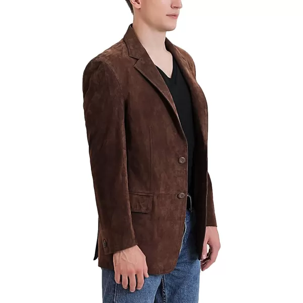 BGSD Men Grant 2Button Leather Blazer Lambskin Sport Coat Jacket Regular Big amp Tall and ShortSuede Brown