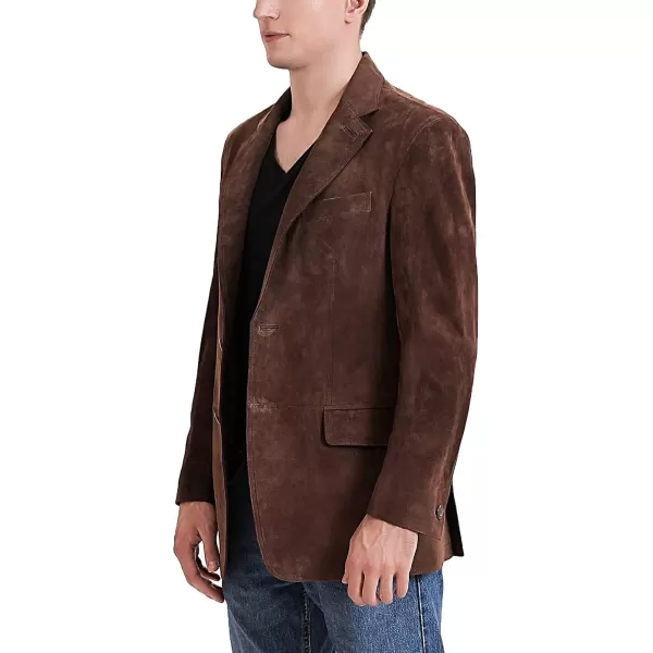 BGSD Men Grant 2Button Leather Blazer Lambskin Sport Coat Jacket Regular Big amp Tall and ShortSuede Brown