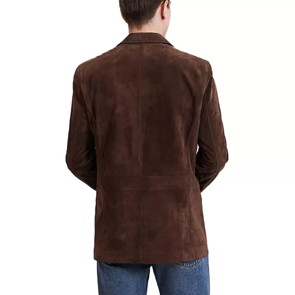 BGSD Men Grant 2Button Leather Blazer Lambskin Sport Coat Jacket Regular Big amp Tall and ShortSuede Brown