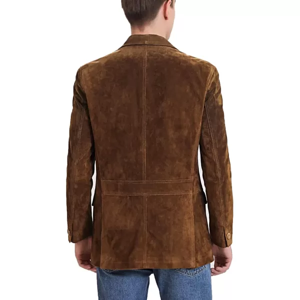 BGSD Men Grant 2Button Leather Blazer Lambskin Sport Coat Jacket Regular Big amp Tall and ShortSuede Tobacco