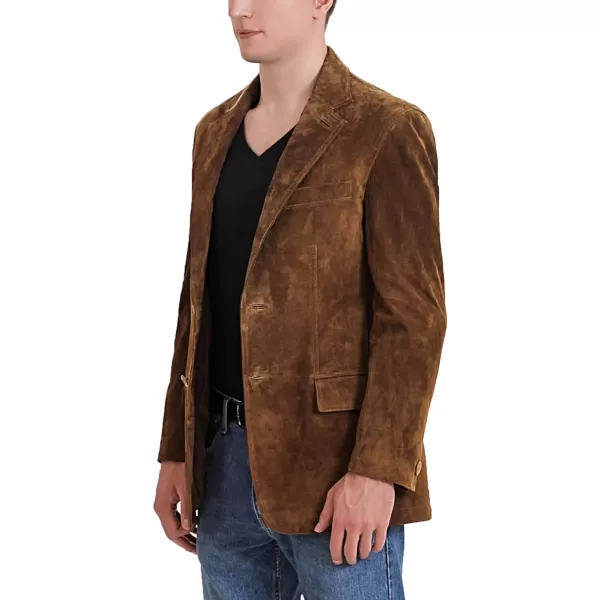 BGSD Men Grant 2Button Leather Blazer Lambskin Sport Coat Jacket Regular Big amp Tall and ShortSuede Tobacco