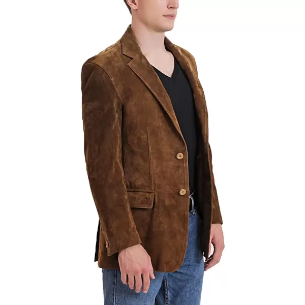 BGSD Men Grant 2Button Leather Blazer Lambskin Sport Coat Jacket Regular Big amp Tall and ShortSuede Tobacco