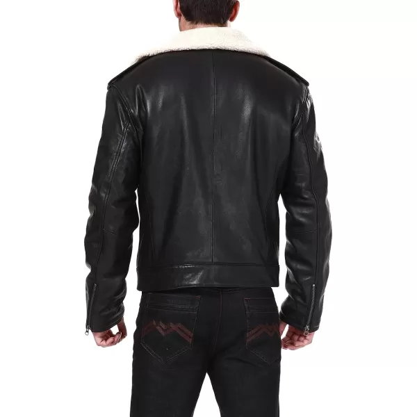 BGSD Men Grant New Zealand Lambskin Leather Motorcycle JacketBlack