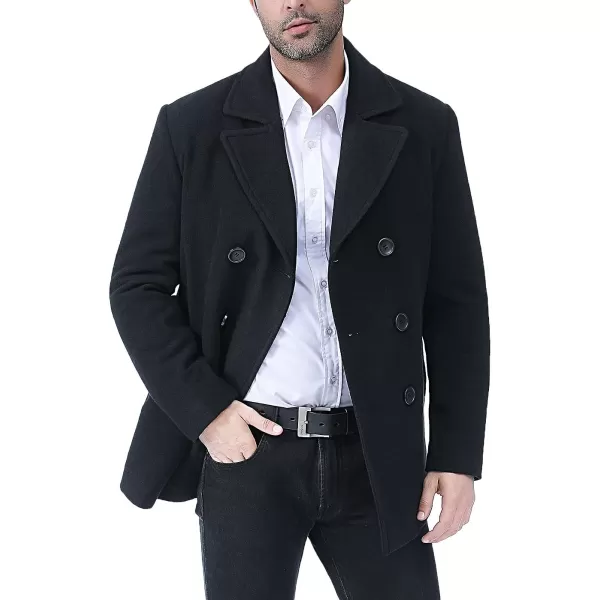 BGSD Men Hugh Wool Blend Pea Coat  Regular Big amp Tall and ShortBlack