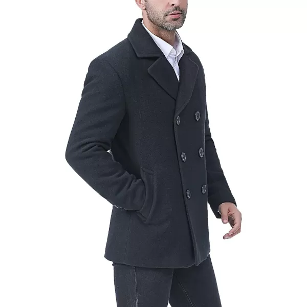 BGSD Men Hugh Wool Blend Pea Coat  Regular Big amp Tall and ShortBlack