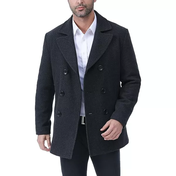 BGSD Men Hugh Wool Blend Pea Coat  Regular Big amp Tall and ShortCharcoal