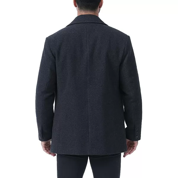 BGSD Men Hugh Wool Blend Pea Coat  Regular Big amp Tall and ShortCharcoal