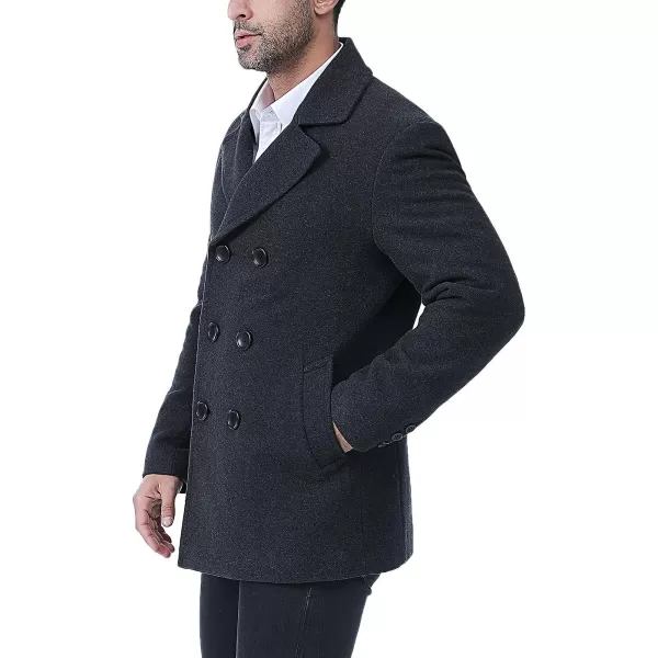 BGSD Men Hugh Wool Blend Pea Coat  Regular Big amp Tall and ShortCharcoal