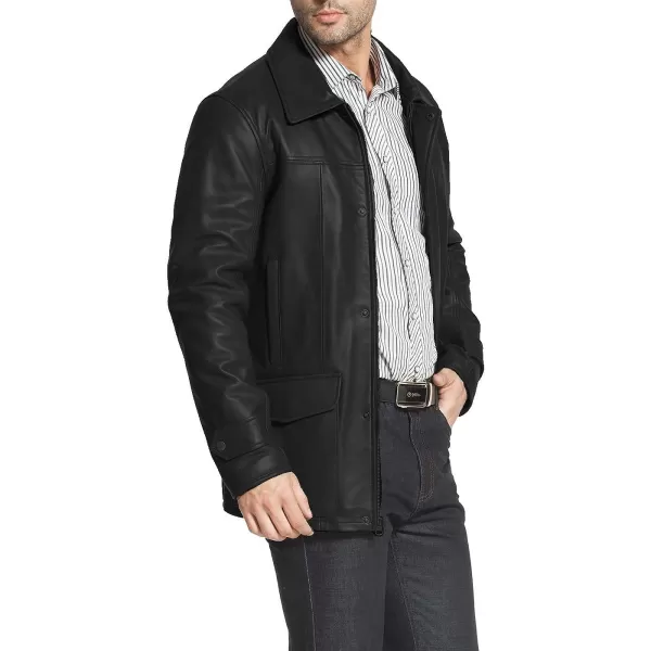 BGSD Men Hunter Lambskin Leather Coat Regular Tall and ShortBlack