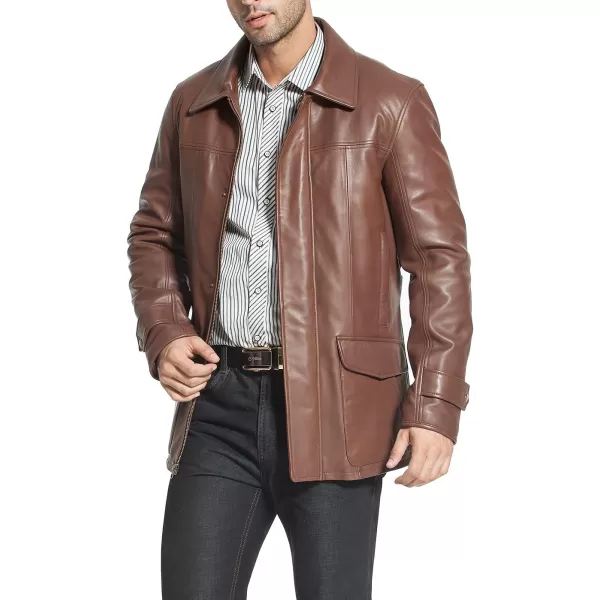 BGSD Men Hunter Lambskin Leather Coat Regular Tall and ShortHazelnut