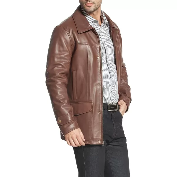 BGSD Men Hunter Lambskin Leather Coat Regular Tall and ShortHazelnut