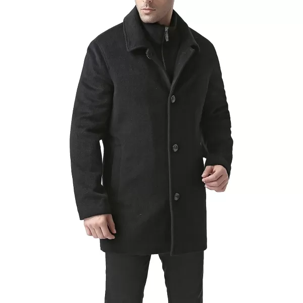 BGSD Men John Wool Blend Car Coat with Removable Bib  Regular Big amp Tall and ShortBlack