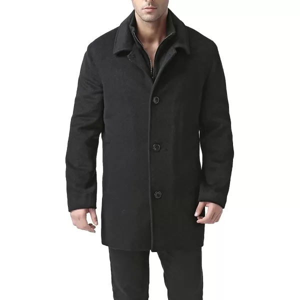 BGSD Men John Wool Blend Car Coat with Removable Bib  Regular Big amp Tall and ShortBlack