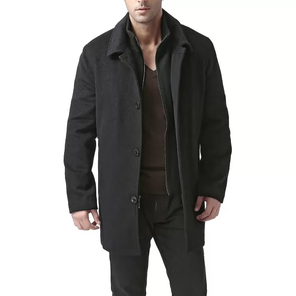 BGSD Men John Wool Blend Car Coat with Removable Bib  Regular Big amp Tall and ShortBlack