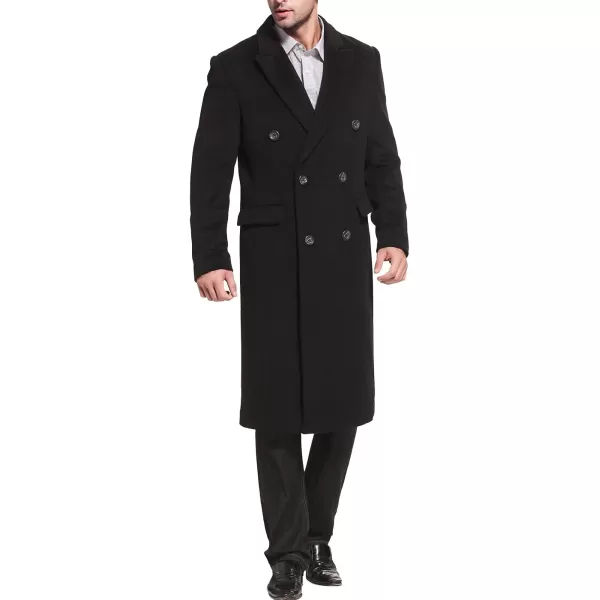 BGSD Men Josh Cashmere Wool Blend Double Breasted Walking CoatBlack