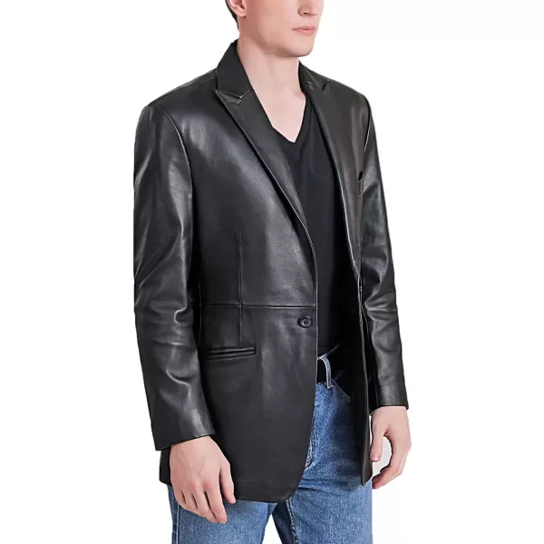 BGSD Men Judd 1Button Tuxedo Leather Blazer Lambskin Sport Coat Jacket Regular Big amp Tall and ShortBlack