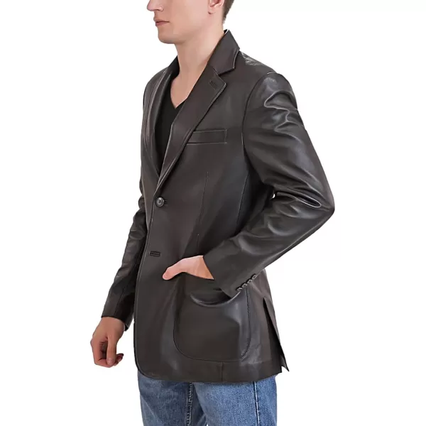 BGSD Men Kai 2Button Leather Blazer Lambskin Sport Coat Jacket Regular Big amp Tall and ShortBrown