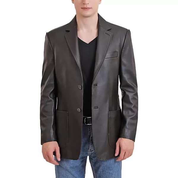 BGSD Men Kai 2Button Leather Blazer Lambskin Sport Coat Jacket Regular Big amp Tall and ShortBrown