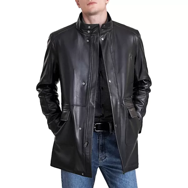 BGSD Men Kyle New Zealand Lambskin Leather Car CoatBlack