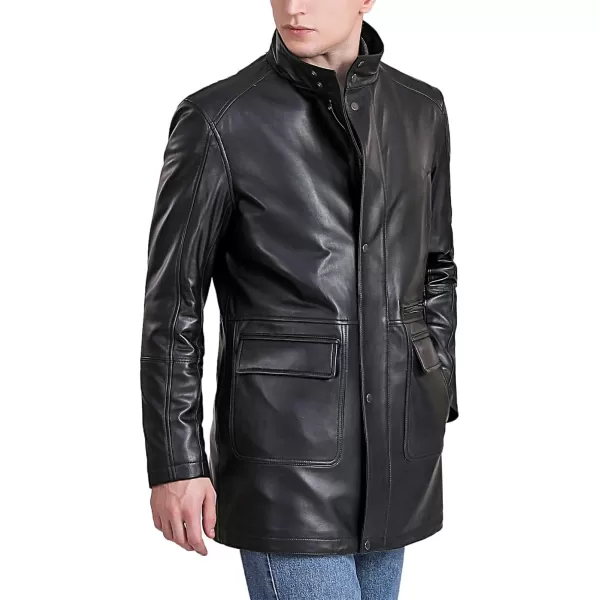 BGSD Men Kyle New Zealand Lambskin Leather Car CoatBlack