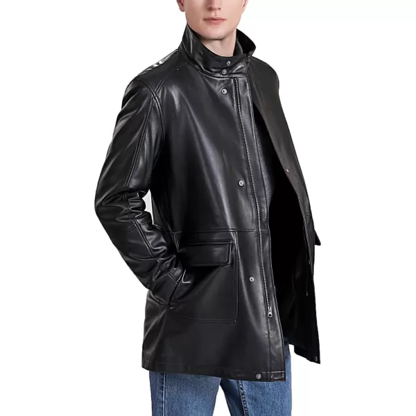 BGSD Men Kyle New Zealand Lambskin Leather Car CoatBlack