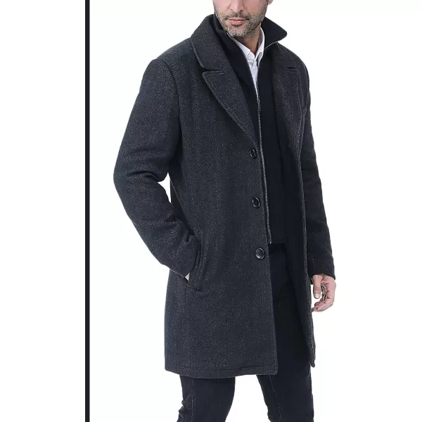 BGSD Men Leon Herringbone Wool Blend Coat with Removable Bib  Regular Big amp Tall and ShortBlack