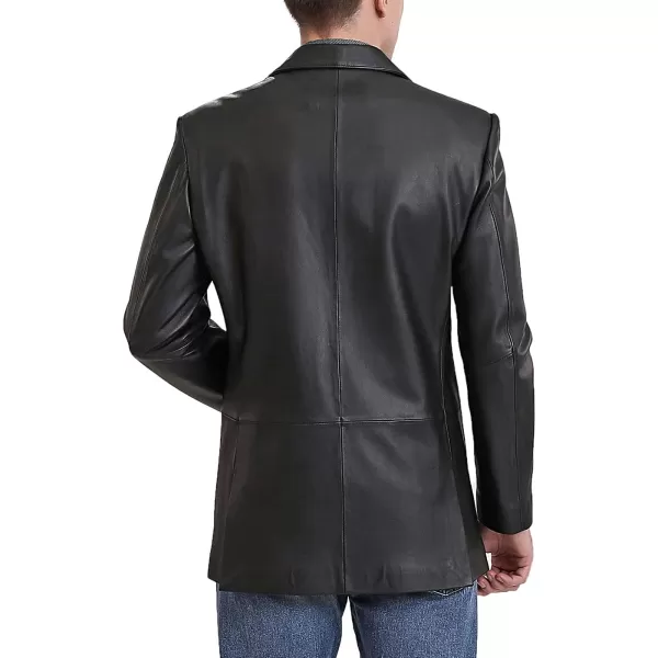 BGSD Men Leroy 3Button Leather Blazer Lambskin Sport Coat Jacket Regular Big amp Tall and ShortBlack