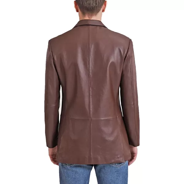 BGSD Men Leroy 3Button Leather Blazer Lambskin Sport Coat Jacket Regular Big amp Tall and ShortCognac