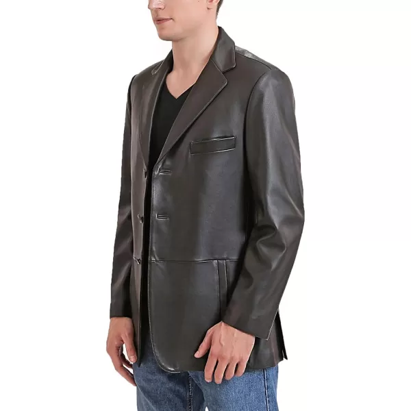 BGSD Men Leroy 3Button Leather Blazer Lambskin Sport Coat Jacket Regular Big amp Tall and ShortDark Brown