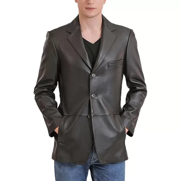 BGSD Men Leroy 3Button Leather Blazer Lambskin Sport Coat Jacket Regular Big amp Tall and ShortDark Brown