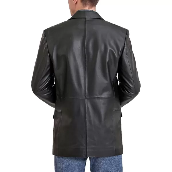 BGSD Men Liam 3Button Leather Blazer Sport Coat Jacket Regular Big amp Tall and ShortBlack