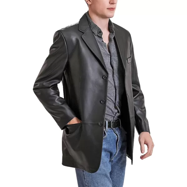 BGSD Men Liam 3Button Leather Blazer Sport Coat Jacket Regular Big amp Tall and ShortBlack